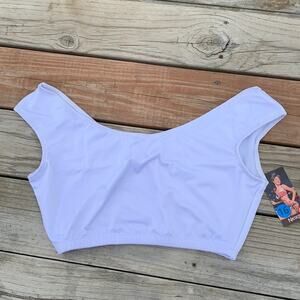 New Nicolita Women White Scoop Neck Sleeveless Cropped Tank Bikini Swim Top 16